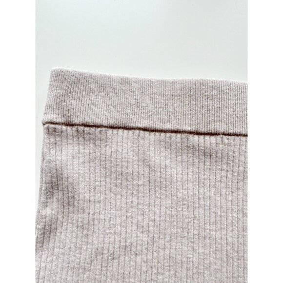 Aritzia WILFRED Reso Greige Ribbed Knit High Waisted Bodycon Mini Skirt, Size S - Picture 3 of 12